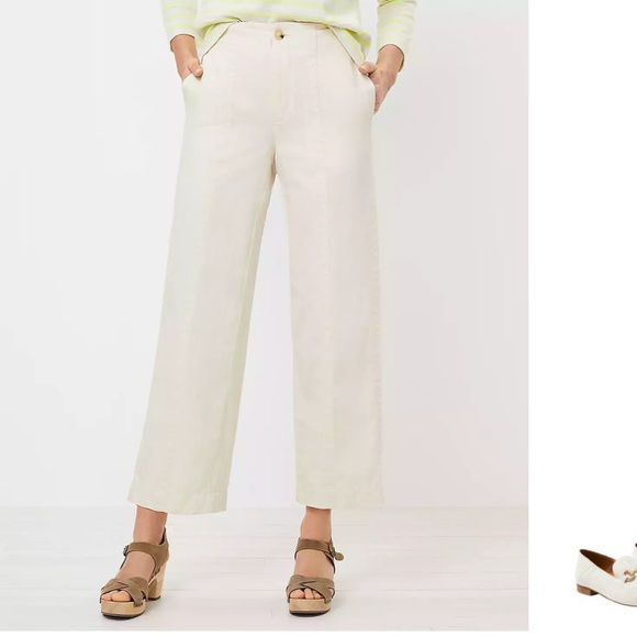 LOFT Pants - Seamed Twill Wide Leg Crop Pants